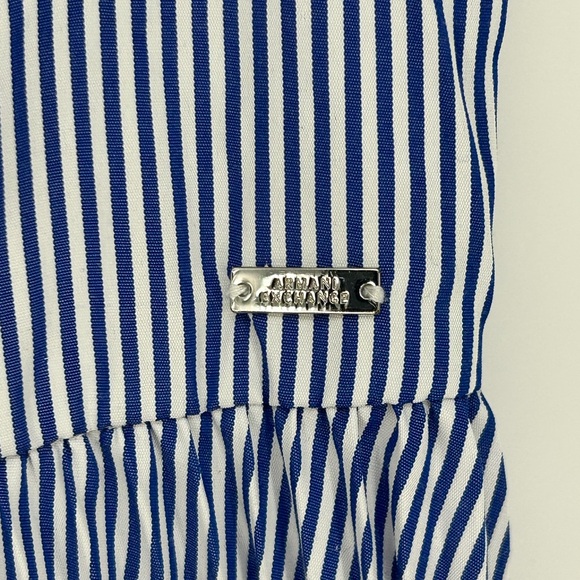 Armani Exchange Striped Pleated Midi Dress Women's 8- Nautical Beach Vacation - Picture 12 of 14